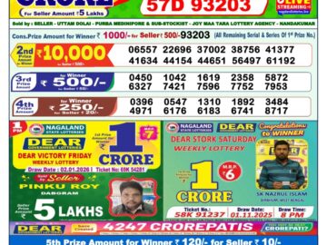 Dhankesari Result Today 1 PM Lottery Sambad 03/01/26