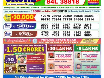 Dhankesari Result Today 1 PM Lottery Sambad 07/06/26