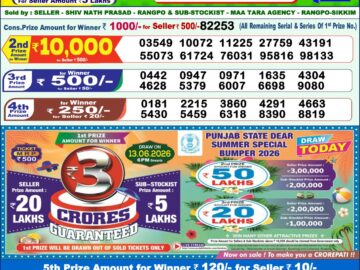 Dhankesari Result Today 1 PM Lottery Sambad 13/06/26