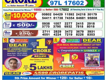 Dhankesari Today Result 1 PM Lottery Sambad 09/07/26