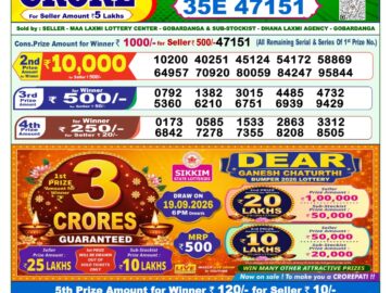 Dhankesari Today Result 1 PM Lottery Sambad 06/09/26